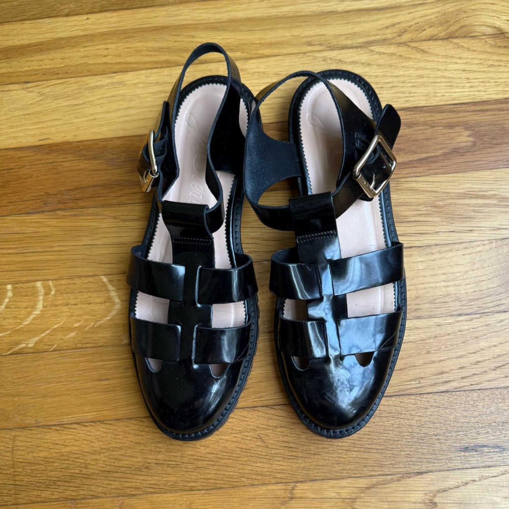 J Crew Patent Leather Fisherman Sandals